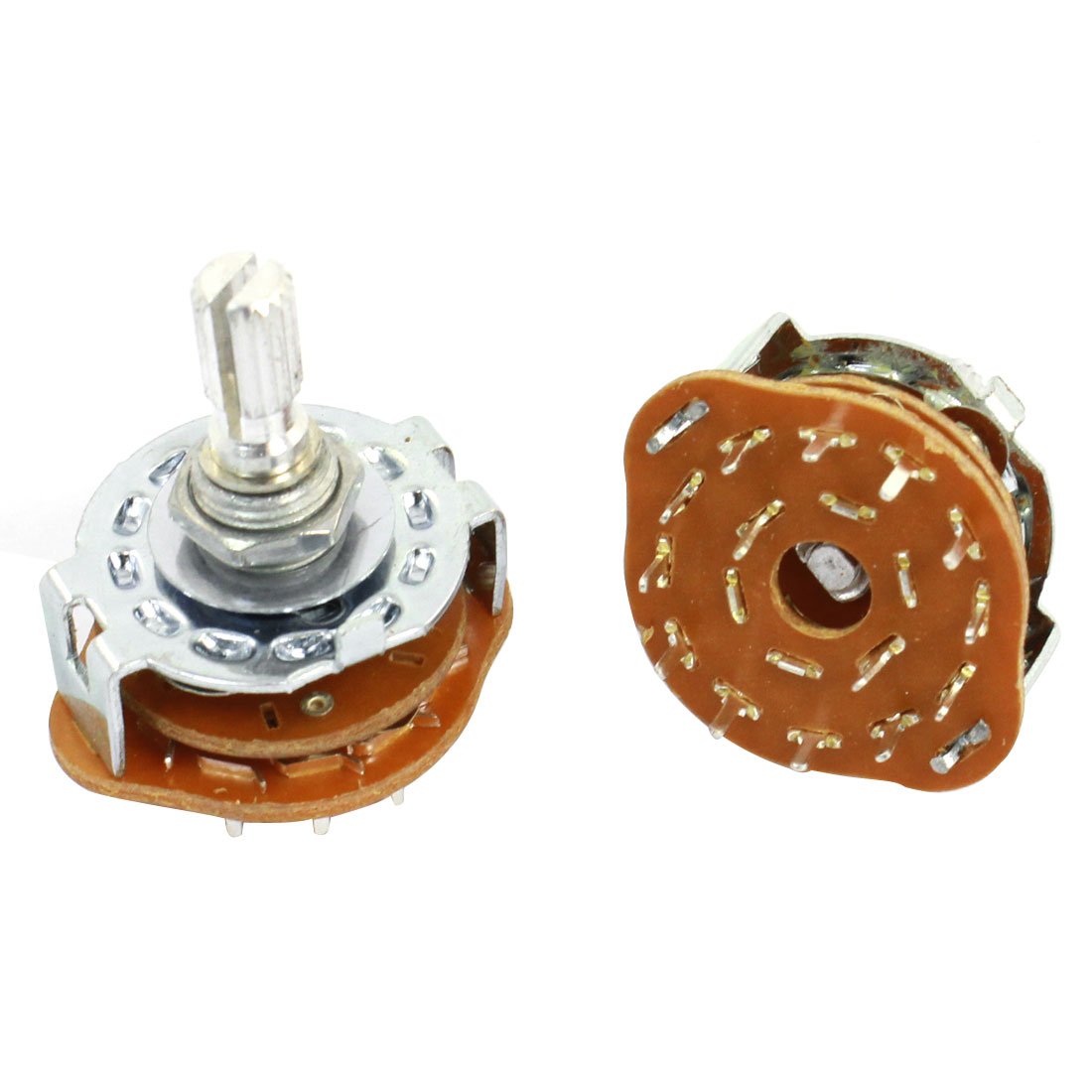 Sourcingmap 2 Pcs 2P6T 2 Pole 6 Position 6mm Knurled Shaft Band Rotary Switch