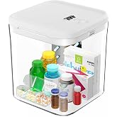 Medicine Lock Box for Safe Medication, Clear Lockable Storage Box for Snacks Food, Phone Lock Boxes with Combination Code for Home/Dorms/Office Storage Lockers (White)
