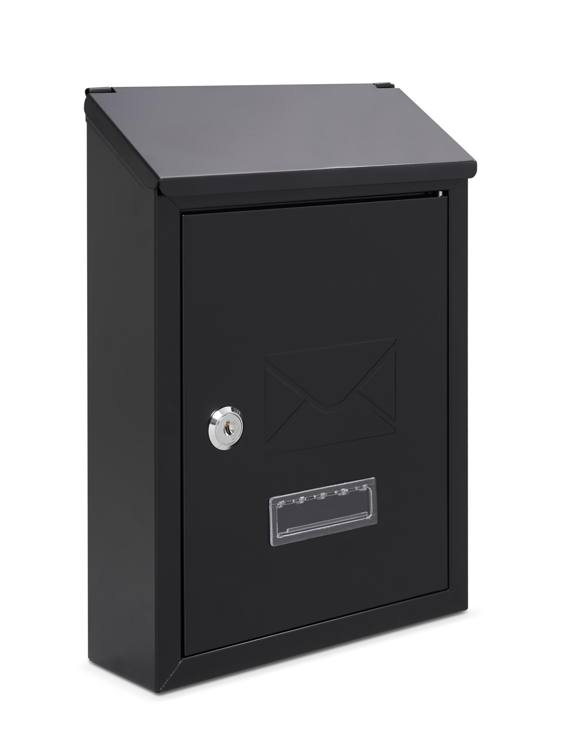 Assorted Collections Wall Mounted Post Box, Lockable Mailbox with 2 Keys, Weatherproof Letterbox, Easy To Install 21x30x7cm (Black)