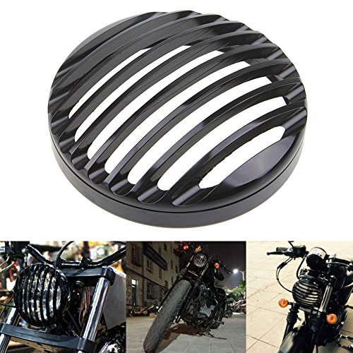 Fuerdi 5 3/4 Black Aluminum Headlight Grill Cover for Harley Sportster XL 883 1200 2004-2012