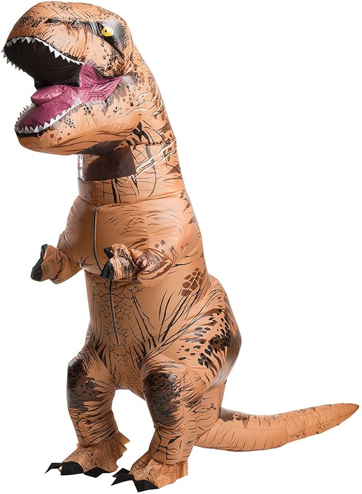 Teen Jurassic World T-Rex Inflatable Halloween Costume Brown