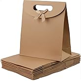 Viongna 12Pcs Kraft Paper Bags with Handles Paper Gift Bags Stand Up Gift Bag with Bow Tie Gift Bag for Candy Cookies Packaging Wedding Christmas Party Brown 5.5"x2.8"x7.9"