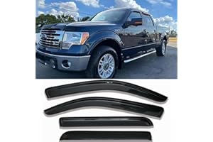 DARODCAR Side Car Window Visors Rain Guards Vent Deflectors Fit 09-14 Ford F150 Crew Cab,2010-2014 Ford F-150 SVT Raptor SuperCrew 94155 Sun Shade Window Vents 4-pc Set