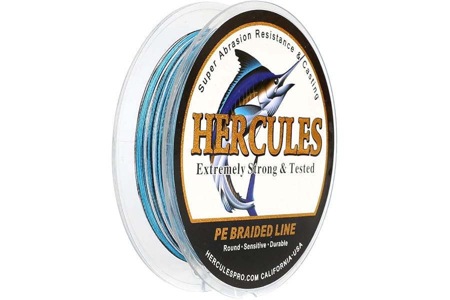 HERCULES Cost-Effective Super Strong 4 Strands Braided Fishing Line 6LB to 100LB Test for Salt-Water, 109/328 / 547/1094 Yards (100M / 300M / 500M / 1000M), Diam# 0.08MM - 0.55MM, Hi-Grade
