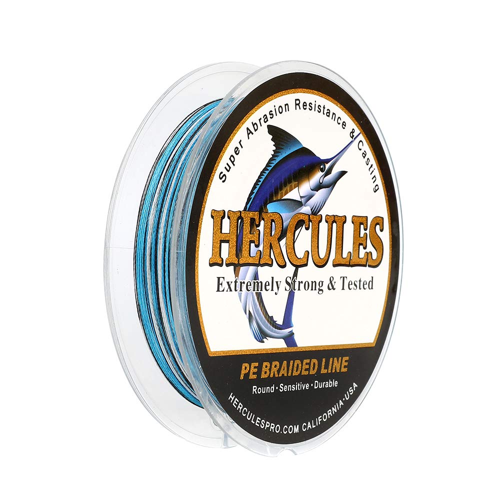 Hercules Super Strong 300M 328 Yards Braided Fishing Line 50 LB Test for Saltwater Freshwater PE Braid Fish Lines 4 Strands - Blue Camo, 50LB (22.7KG), 0.37MM