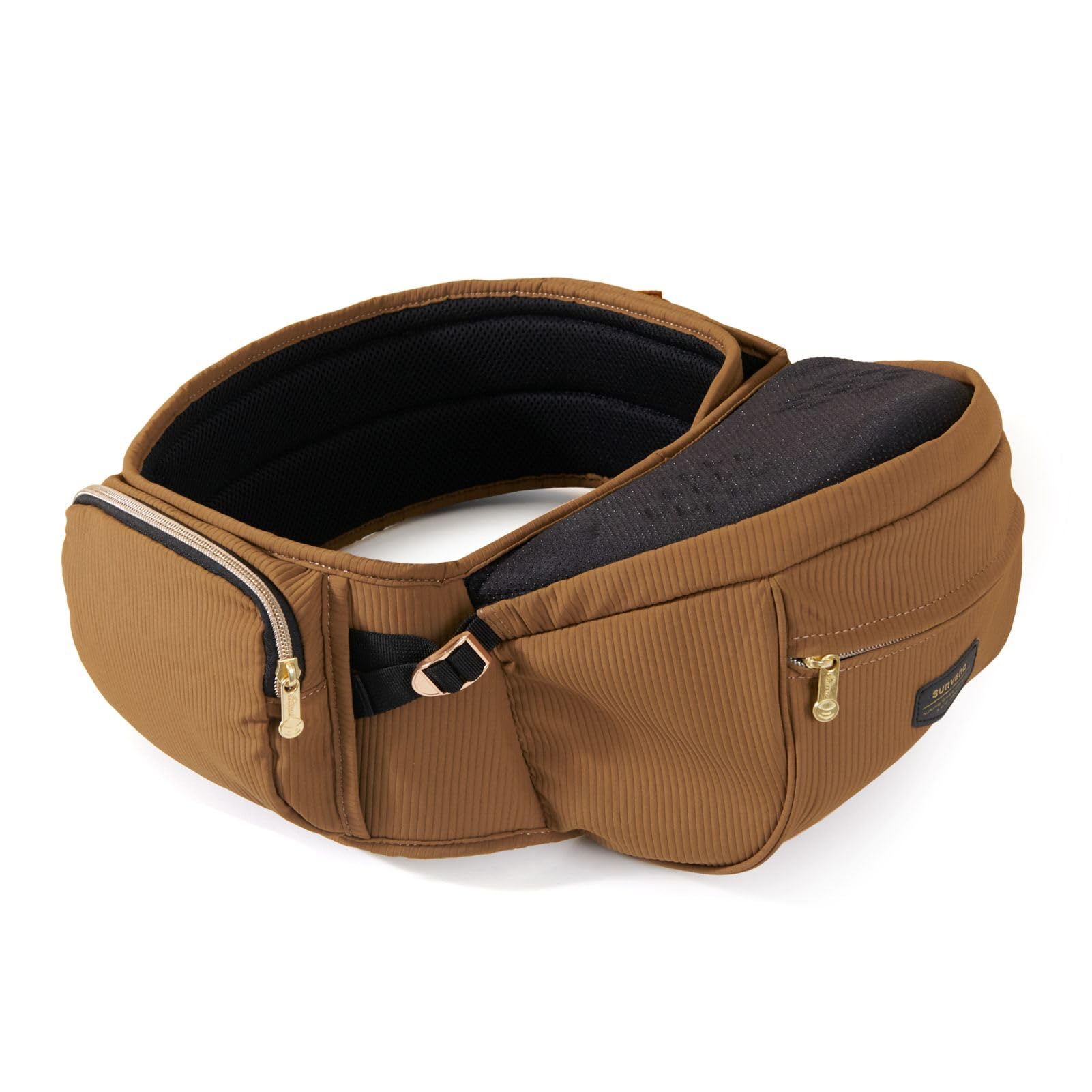 Photo 1 of Sunveno Hip Baby Carrier with Seat,Ergonomic Baby Hip Carrier, Front-Facing Baby Holder, Anti-Slip Seat Surface, Wide and Adjustable Waistband,Multiple Pockets, Newborn to Toddler up to 45lbs, Brown