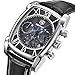 BENYAR Waterproof Chronograph Classic Rectangle Case Watches Leather Strap Business Wrist Watch For Men (Black)