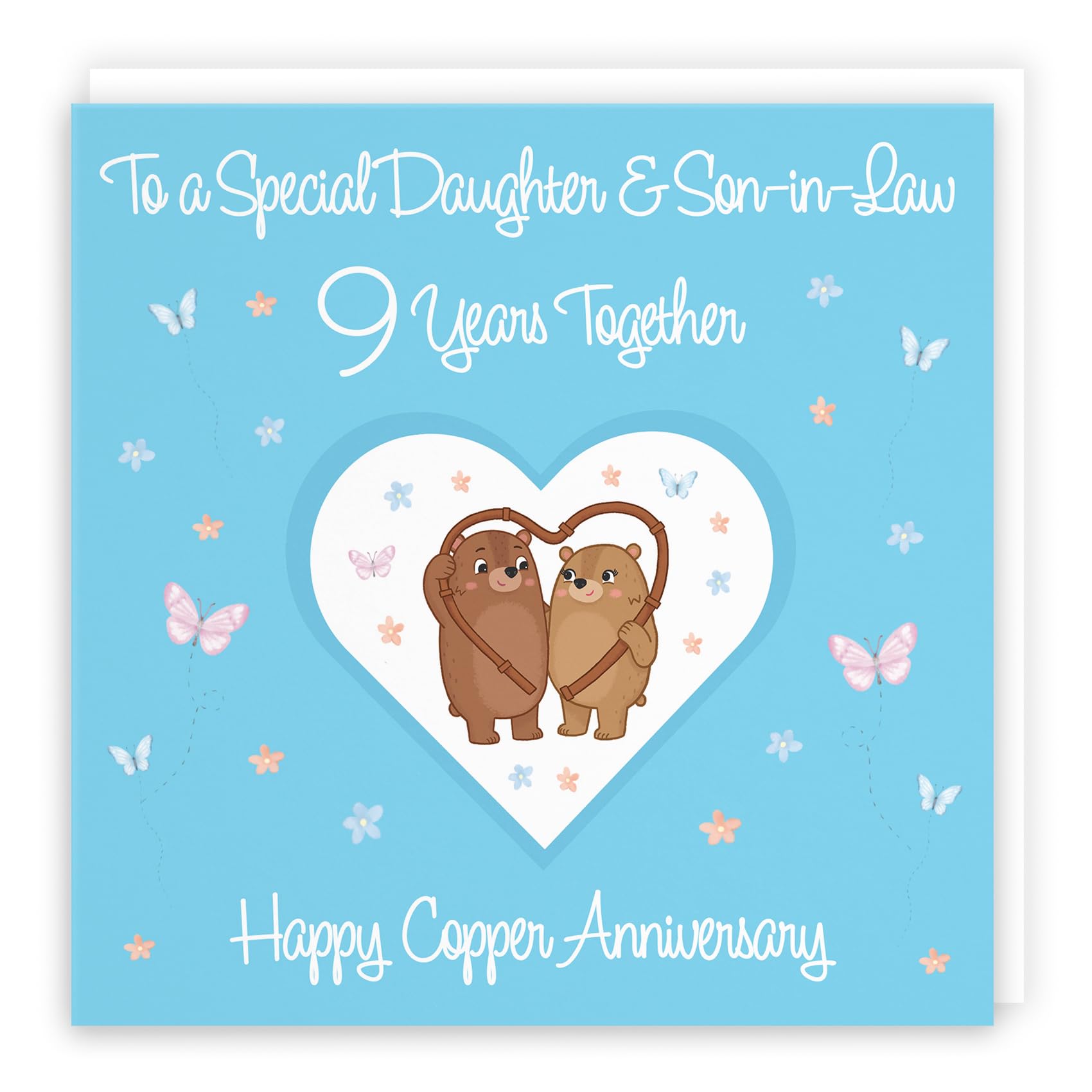 Hunts England - Daughter & Son-in-Law 9th Anniversary Card - 9 Years - Copper Anniversary - Romantic Meadows - Fun Card - Ninth Anniversary Card For Daughter And Son-in-Law — image 1