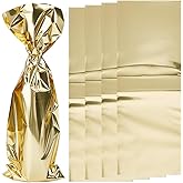 Beebeecraft 20Pcs Wine Bottle Gift Bags Gold Metallic Wine Pouch Gift Wrap with 20Pcs Ties Reflective Polypropylene Film Bags for Wine Bottles Sparkle Look Christmas Birthday Party Favors 18.2x6.5inch