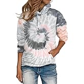 YOCUR Womens Fall Hoodies Casual Sweatshirt Tie Dye Lightweight Long Sleeve Sweaters Tops