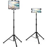 Tablet Floor Stand, Height Adjustable Cellphone Floor Stand with 360°Rotating Tripod Mount, Compatible with iPhone iPad mini/
