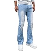 Men's Straight Leg Boot Cut Jeans Stretch Slim Fit Flared Jeans Light Wash Vintage Skinny Denim Pants
