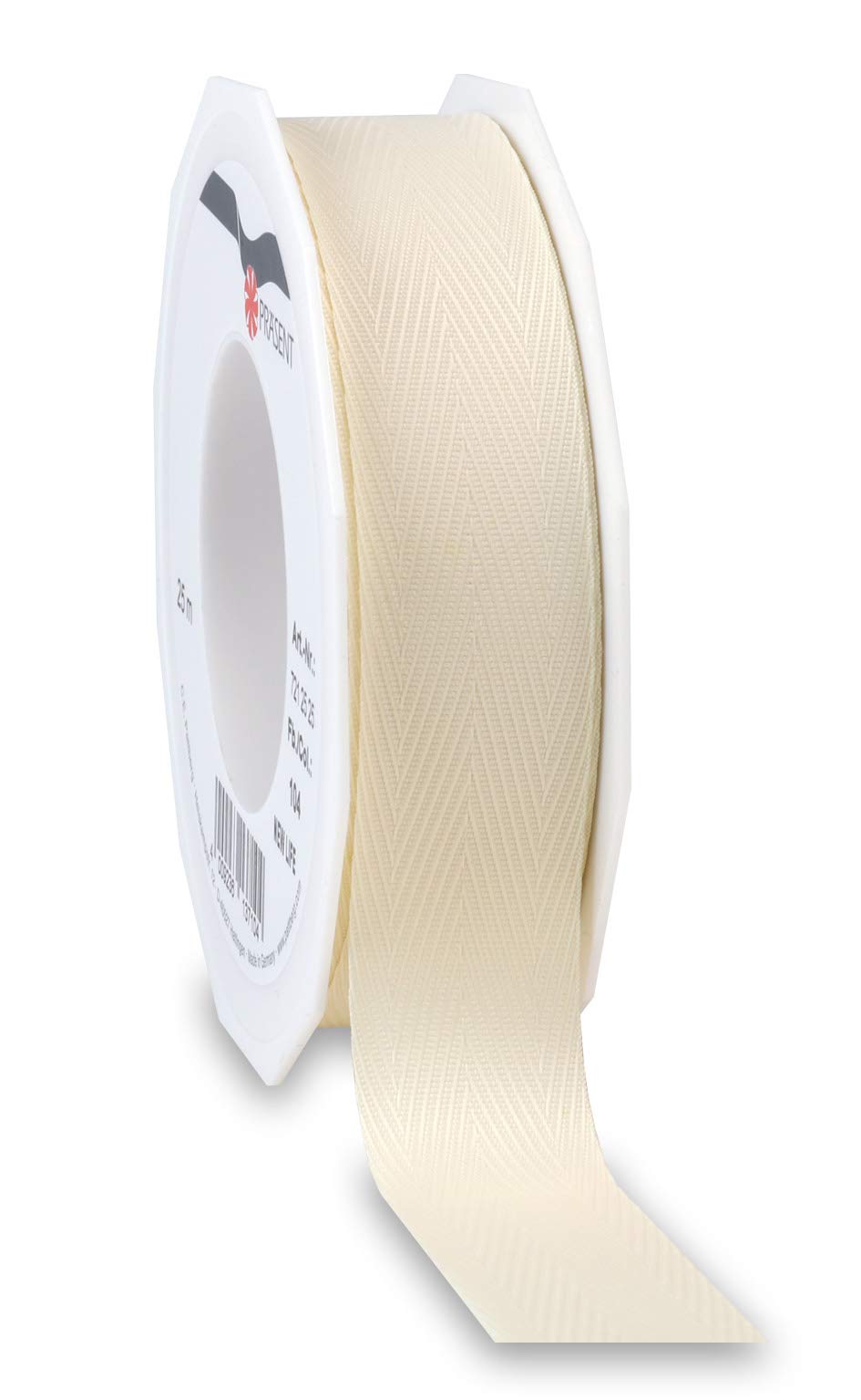 Präsent - New Life 100% Recycled Ribbon Cream 25 mm Width, 25 m Length