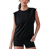 YIPINK Workout Tank Tops Woman Crew Neck Athletic Tops Cotton Sweatshirt Loose Fit Muscle Tanks Runnning Gym Sports Shirt