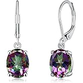 CiNily Cut-Oval Leverback Dangle Earrings for Women Hypoallergenic 14k White/Gold Plated Cubic Zircon Hanging Lever Earrings Lightweight Summer Drop Earrings Wedding Birthday Gifts Jewelry