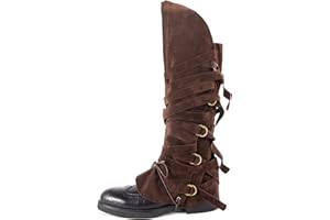 LGFKJNNJ Medieval Pirate Boot Covers Men Women: Faux Leather Renaissance Boots Cover Steampunk Viking Costume Accessory for Halloween