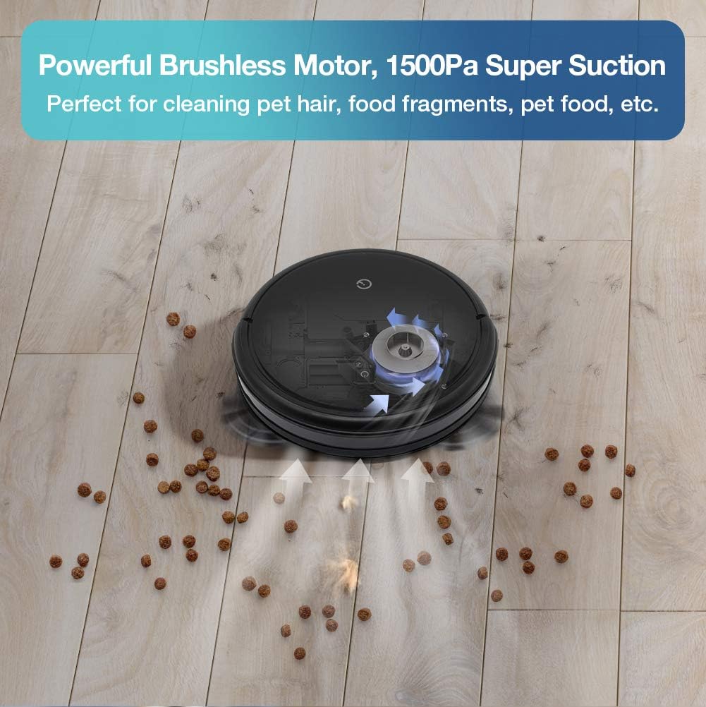 Yeedi K600 Robot Vacuum Cleaner with Turbo Mode Suction Up to 1500Pa, Self-Charging, Quiet Cleaning for Pet Hair, Hard Floors and Carpets, Up to 110 min Runtime -