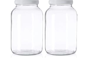 kitchentoolz 1 Gallon Extra Large Glass Mason Jar - Wide Mouth with Airtight Lid - Safe Container for Fermenting, Pickling, and Storing