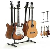 Fulgutonit Guitar Stand for 4 Guitars, Heavy Duty Multi Guitar Holder Stand with Adjustable Height &amp; 90&deg; Gravity-Lock U-Hook, 4 Guitar Rack Floor for Electric, Acoustic, Classical Guitars &amp; Bass