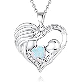 FANCIME Mom Birthstone Necklace Mother and Child Love Heart Necklace I Love You Mom Gifts Mothers Day Birthstone Jewelry Gifts for Grandmother Women Wife, 16"+2" Inches
