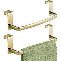 mDesign Steel Metal Wire Over Cabinet Towel Rack Storage Organizer - Hang on Cabinet or Door - Towel Bar Holder for Kitchen -