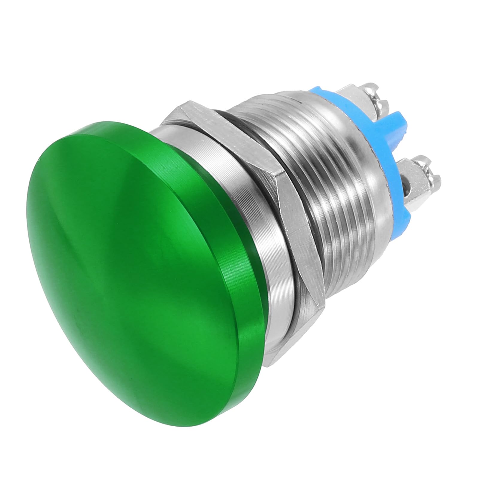 METALLIXITY 1PCS 5A 19MM 3/4" Momentary Mushroom Head Push Button Switch 12V 24V 120V 250V AC Green 1NO Waterproof IP65 SPST Round Self-resetting Button