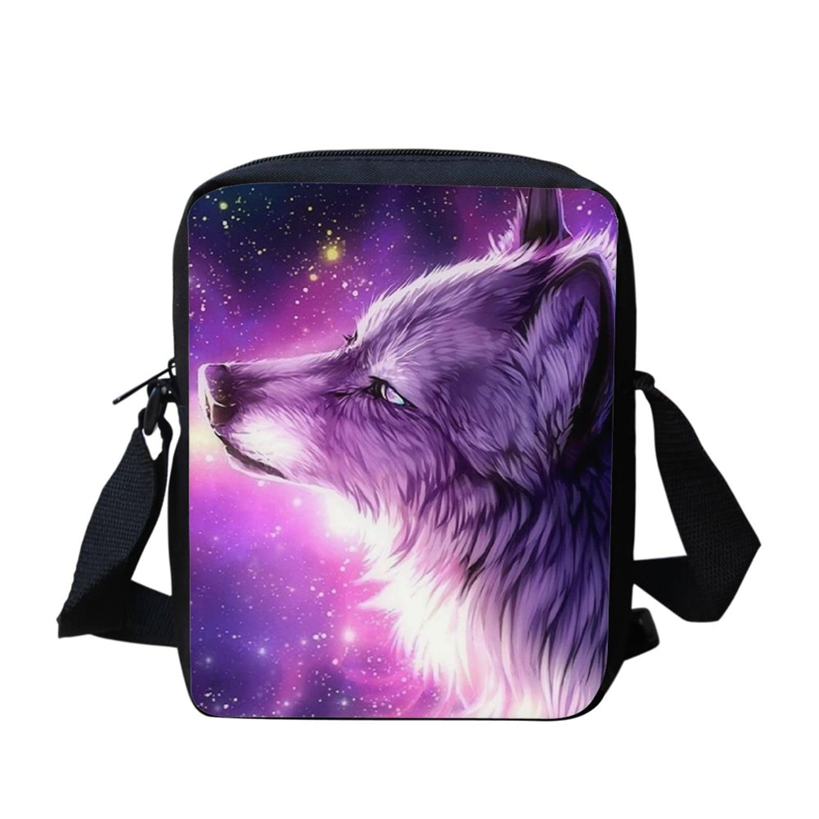 Belidome Galaxy Wolf Crossbody Small Messenger for Girls School Durable Pouch