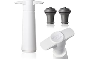 Vacu Vin Wine Saver Pump White with Vacuum Wine Stopper - Keep Your Wine Fresh for up to 10 Days - 1 Pump 2 Stoppers - Reusable - Made in the Netherlands