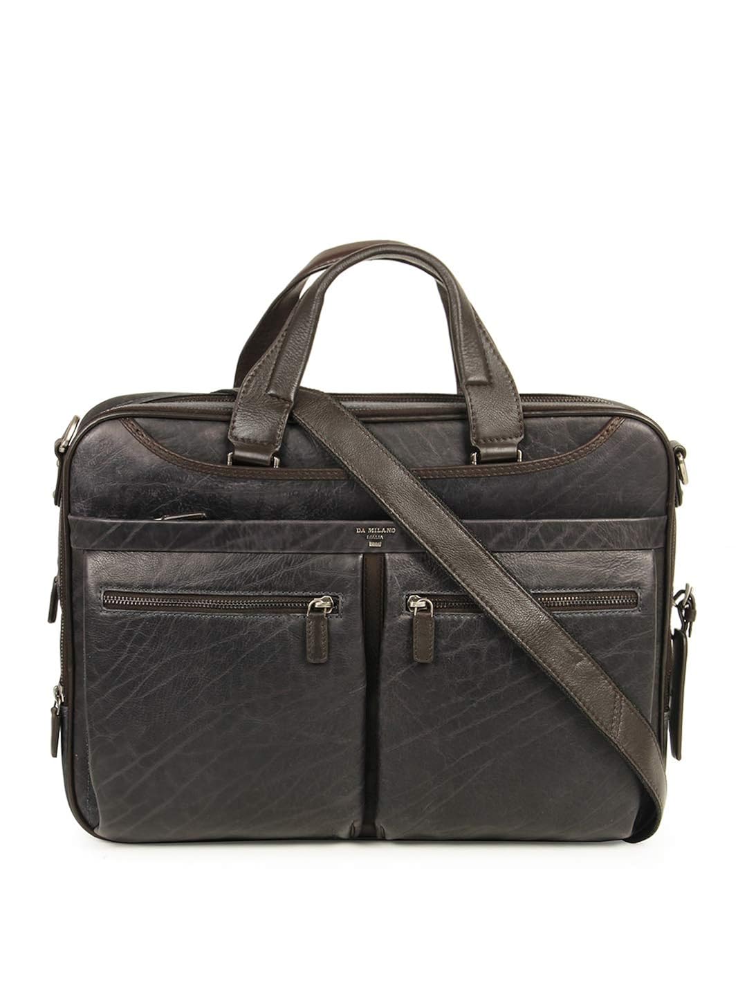Da Milano CB1990 Blue & Brown Leather Laptop Bag Amazon.in Shoes