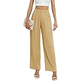 Feiersi Women's Business Work Trousers High Waisted Wide Leg Pants Long Straight Suit Pants with Pocket