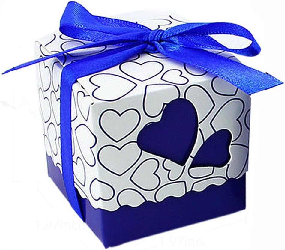 Moorlando 100PCS Wedding Party Favors Candy Gift Boxes with Ribbons (Royal Blue)