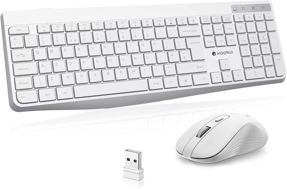 KOORUI Wireless Keyboard and Mouse Combo UK Layout Full Size