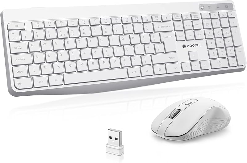 KOORUI Wireless Keyboard and Mouse Combo UK Layout Full Size
