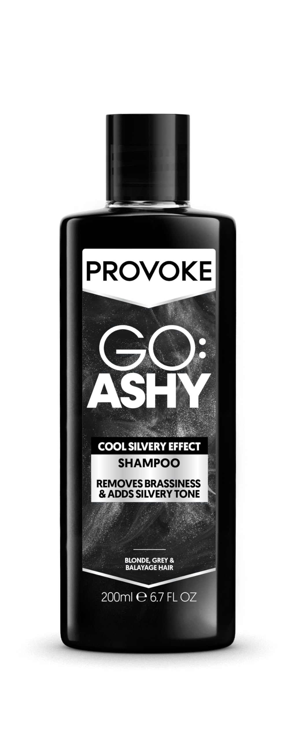 PROVOKE Go Ashy Shampoo 200ml, Remove Brassiness & Adds Silvery Tone to Hair, Formulated with Triple Toning Technology, Turn Warm & Brassy Hair to Cool & Ashy