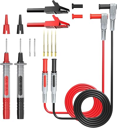 Cleqee Multimeter Test Leads Kit 4mm Banana Probes 1m with Replacable Tips