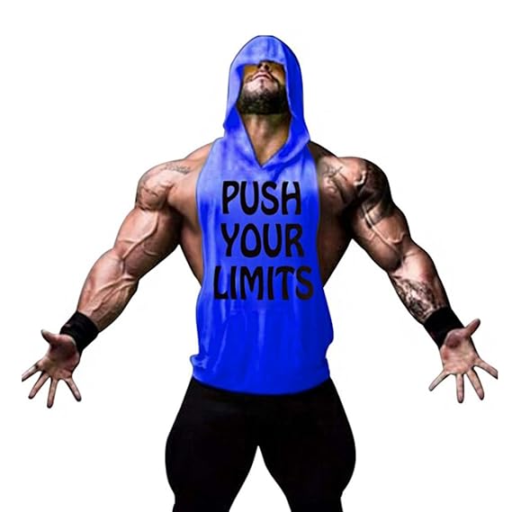 Befox Herren Ärmellos Hoodie Stringer Fitness Tank Top mit Kapuze