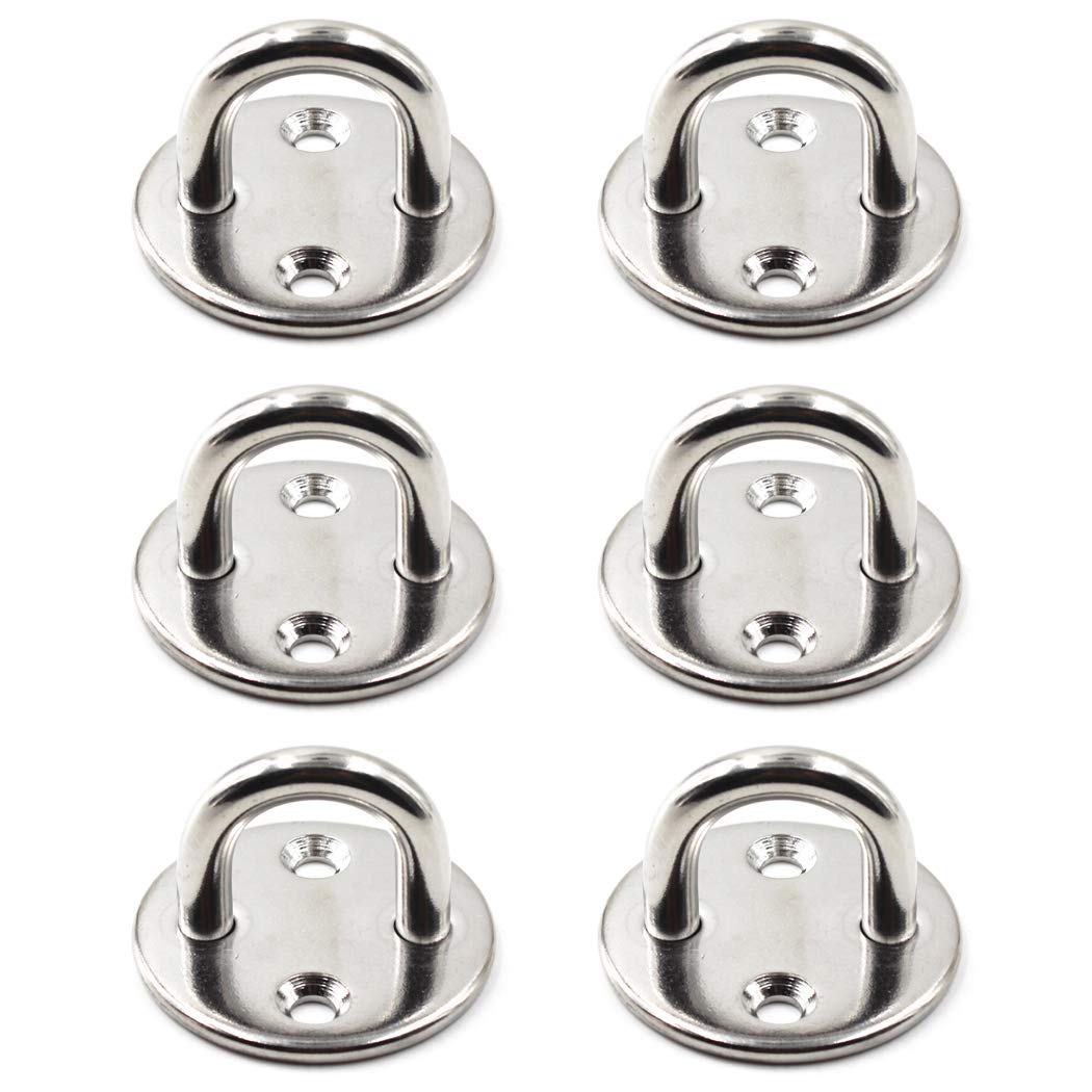 SeeRaphee Ceiling Wall Mount Hook Heavy Duty Pad Eyes Round Shape 5mm 3/16" 304 Stainless Steel Great for Yoga Swings Hammocks/Boat Rigging/Marine Deck Hardware/Suspension Training Straps