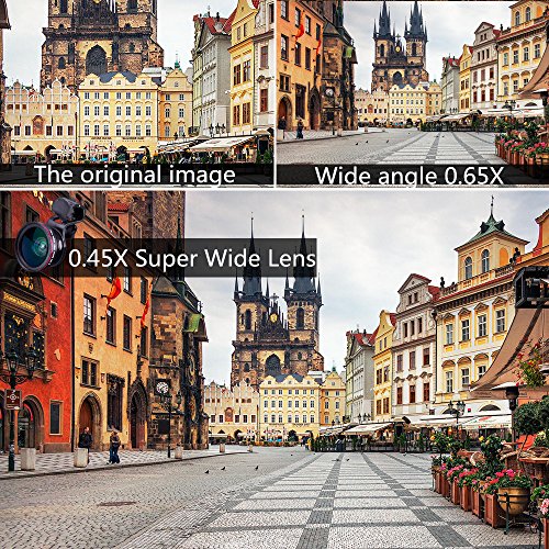 Phone Camera Lens, 2 in 1 Clip-On Lens Kit 0.45X Super Wide Angle Lens & 12.5X Macro Lens for iPhone, Samsung, Android and Other Smartphones (Black)