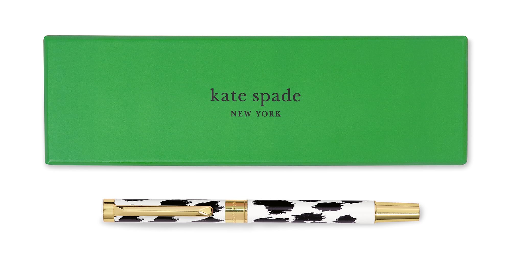 kate spade new york Black Ink Ballpoint Pen with Reusable Gift Box, Professional Office Pen for Women Accepts Standard Refills (Modern Leopard)