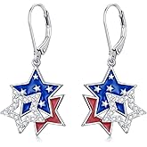 Shusukue 4th of July Earrings Patriotic Dangle Earrings American Flag Independence Day Jewelry Gifts for Women Daughters