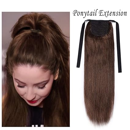 Tie Up Human Hair Ponytail Extensions Binding Remy Huamn Hair