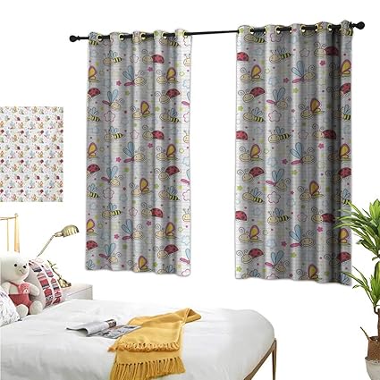 Amazon Com Warm Family Blue Curtains Nursery Adorable Bugs With
