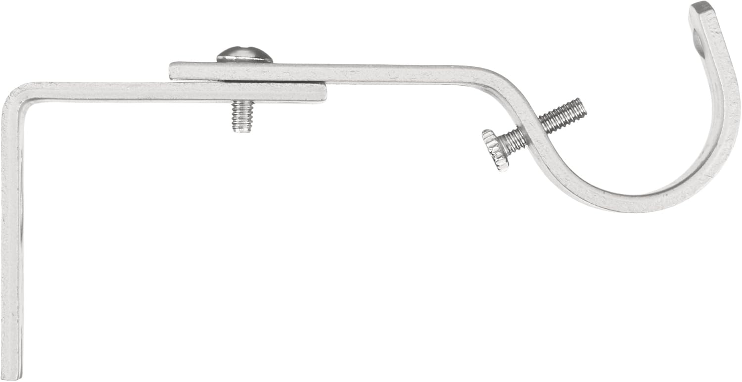 Basics Adjustable Curtain Rod Wall Bracket Hooks, Set of 2, Silver Nickel: Home & Kitchen