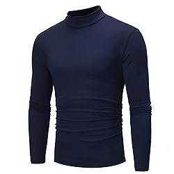 Mens Half Turtleneck Long Sleeve Pullover Basic