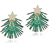 CLASSYZINT Christmas Earrings for Women Reindeer Bow Light Bulb Christmas Tree Tassel Earring Snowflake Dangle Earrings
