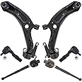 TRQ Front Steering & Suspension Kit Control Arm with Ball Joint Tie Rod Compatible with 2007-2008 Honda Fit