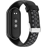 INF Bracelet Compatible with Xiaomi Mi Band 8 Fitness Bracelet, Watch Strap Silicone, Two-Tone Design, Breathable Replacement Strap, Watch Straps Gray + Black