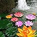 FQTANJU Artificial Floating Foam Lotus Flower Multicolor Water Lily Flower Floating Pond Plants for Home Garden Koi Fish Pond Decoration (8 Pieces/1.5