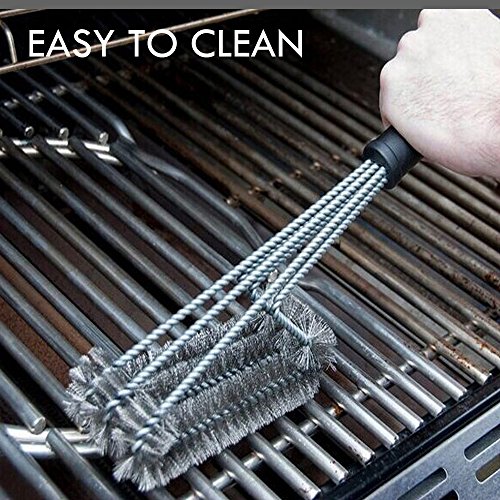 Extended 3sides BBQ Grill Brush Cleaner for Porcelain Coated Steel