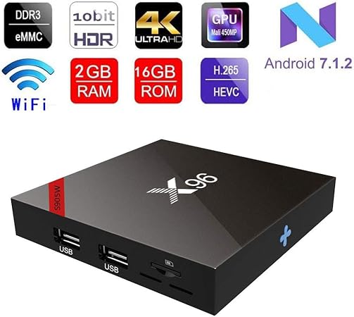 WFGZQ Android TV Caja X96W TV Caja Androide 7.1.2 (2 GB De RAM + 16
